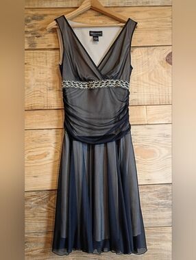 Connected Apparel Y2K Whimsigoth Black Mesh Midi Dress with Beaded Waist